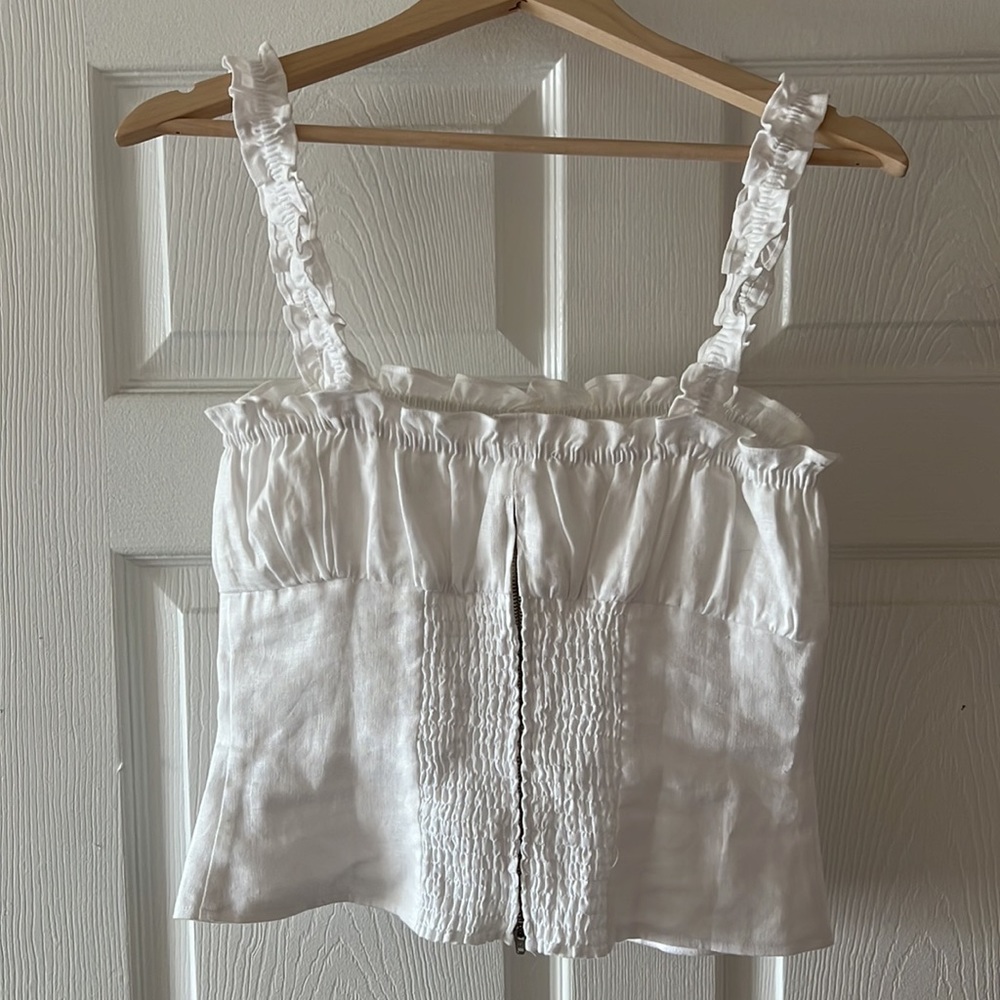 Reformation White Ruffle Strap Top - Picture 3 of 3